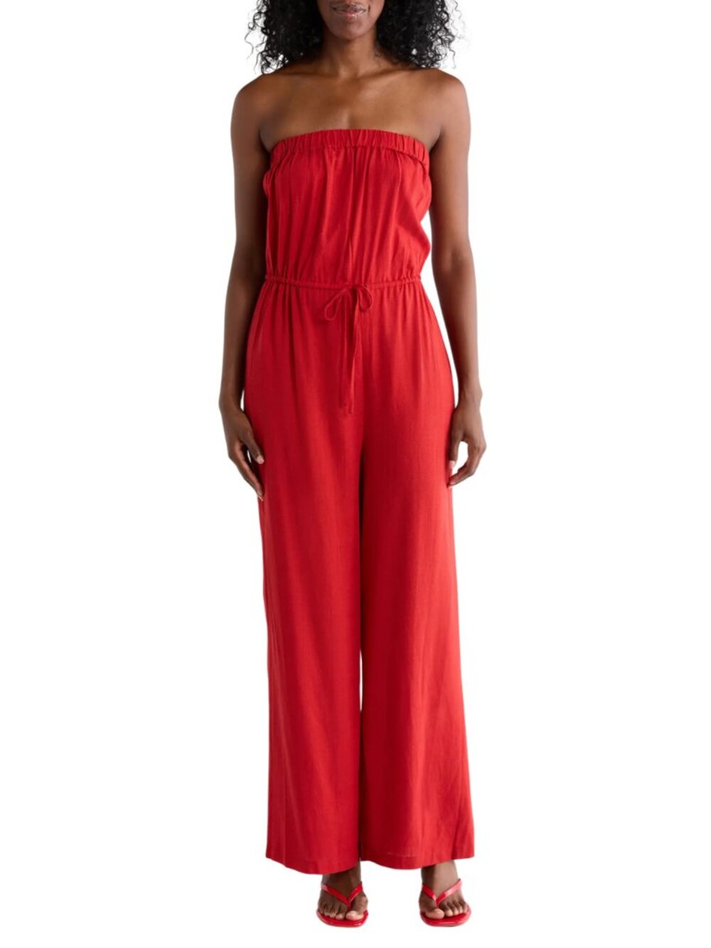 Linen Strapless Wide Leg Cover-Up Jumpsuit - Picture 5 of 5